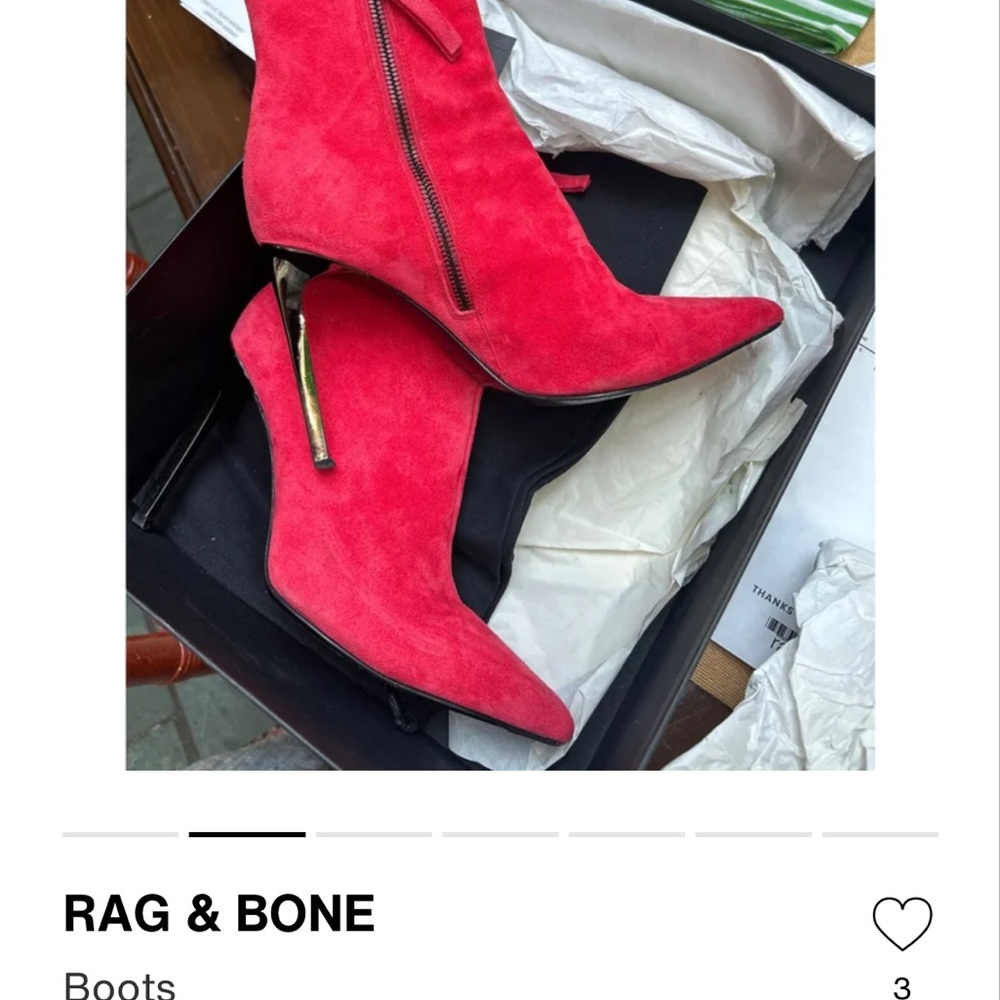 Rag & Bone Vibrant Red Suede Ankle Boots